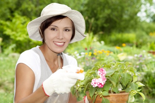 Senior manager reviewing a landscaped garden for final resolution